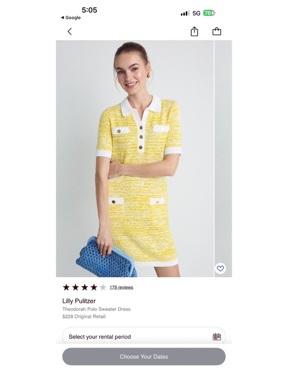 Lilly Pulitzer Theodorah Polo Sweater Dress Yellow White Tweed Gold Buttons Sz S